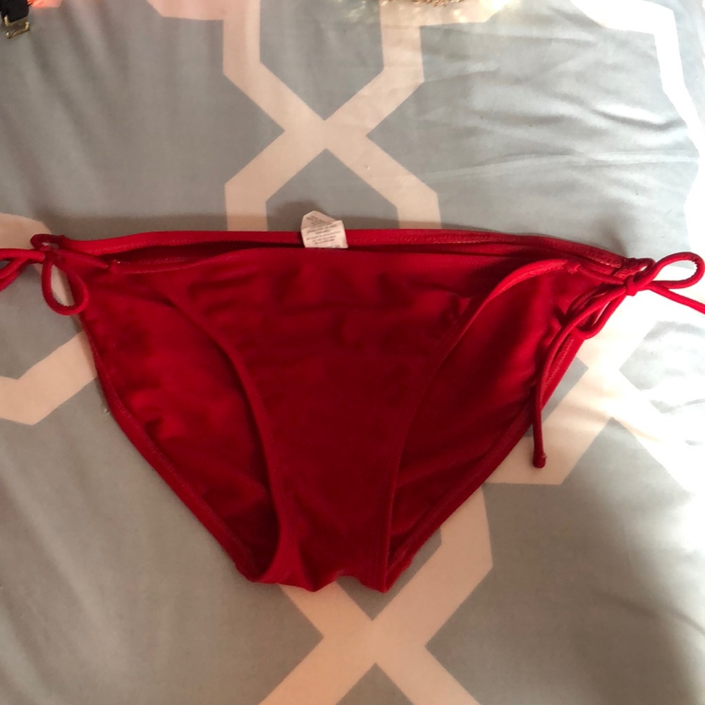 Red tie bikini bottom